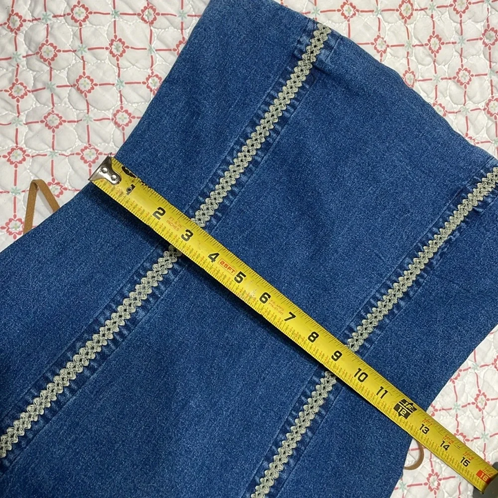Vintage San Julian strapless denim dress with crochet accent - Picture 9 of 11